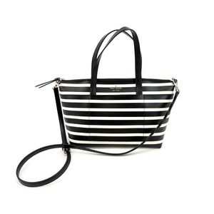 Kate Spade‎ New York Staci Small Satchel Black White Striped Crossbody WKR00042